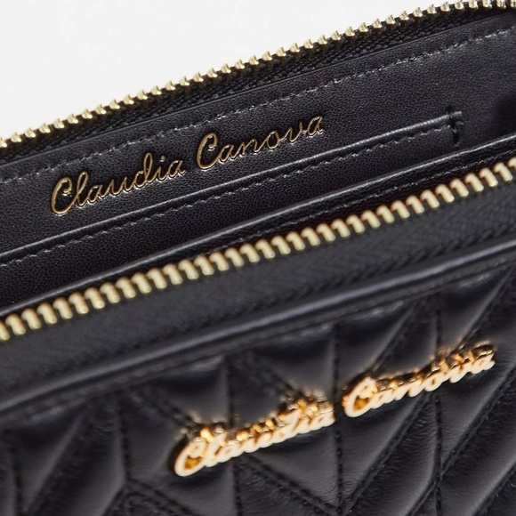 Host Pick 🌟 ASOS Claudia Canova Black Zip Around Quilted Wallet NWT - Picture 4 of 9